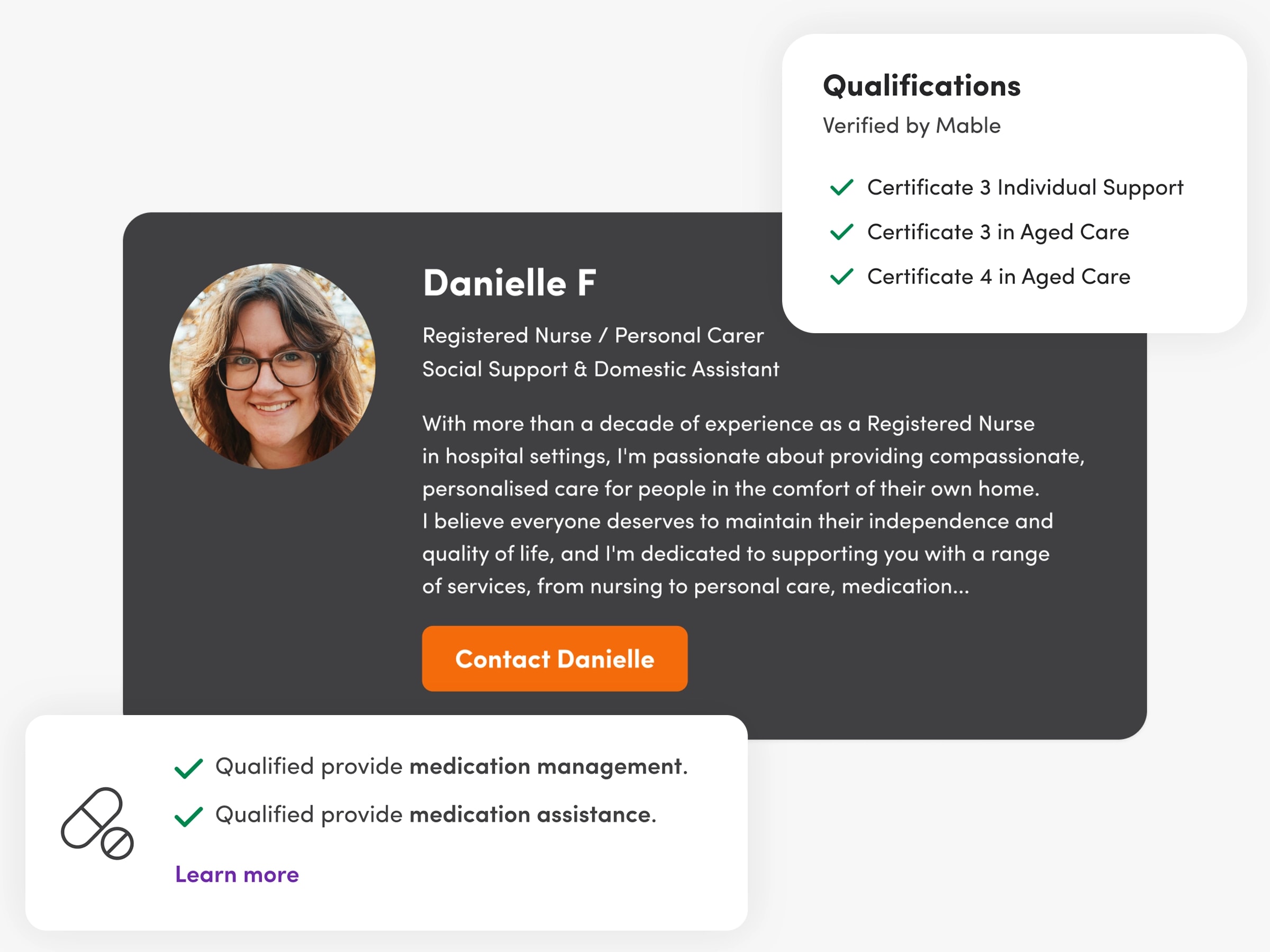 View support worker qualifications and certifications.