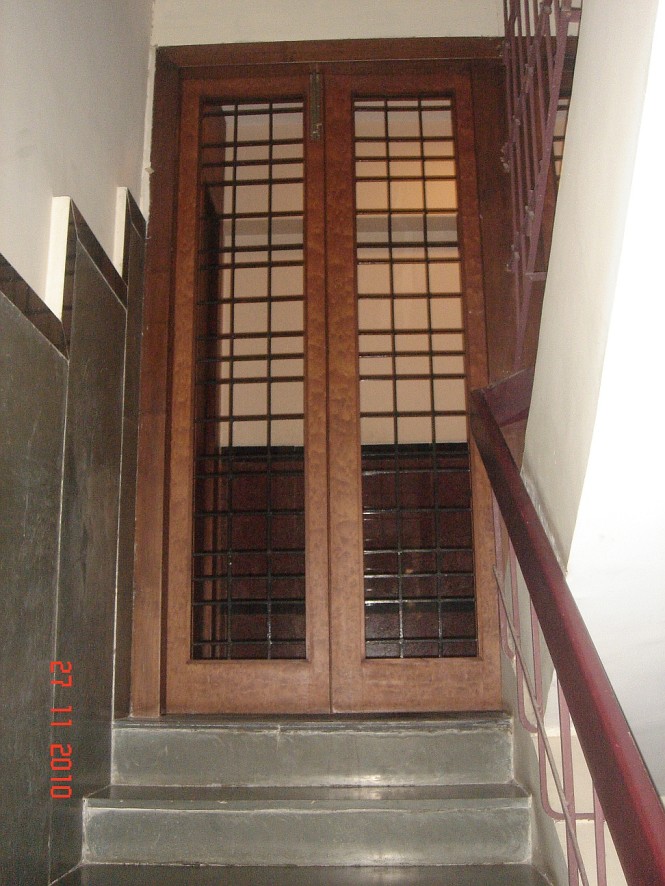 grill door on top of stairs