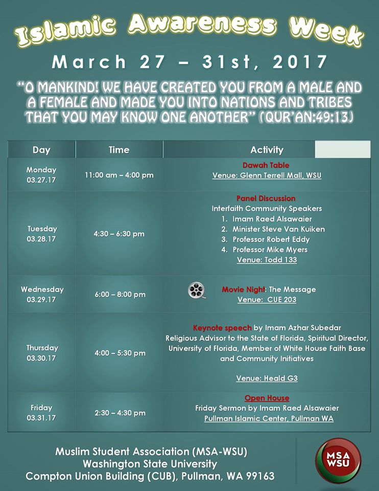 WSU Islamic Awareness Week WSU Islamic Awareness Week