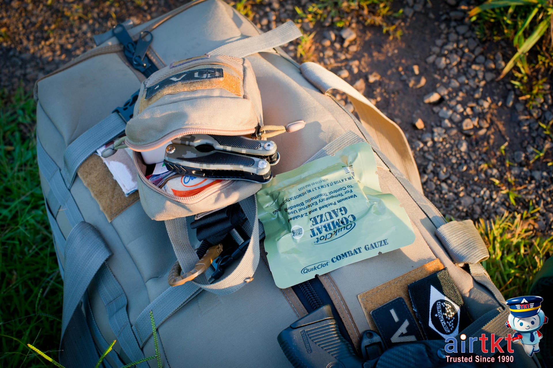 Traveler's emergency preparedness kit packing