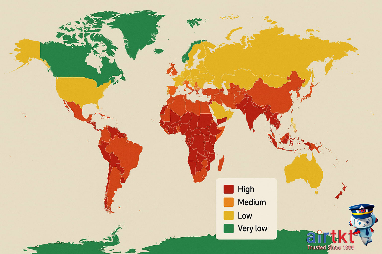 Map visualization of global natural disaster risk levels