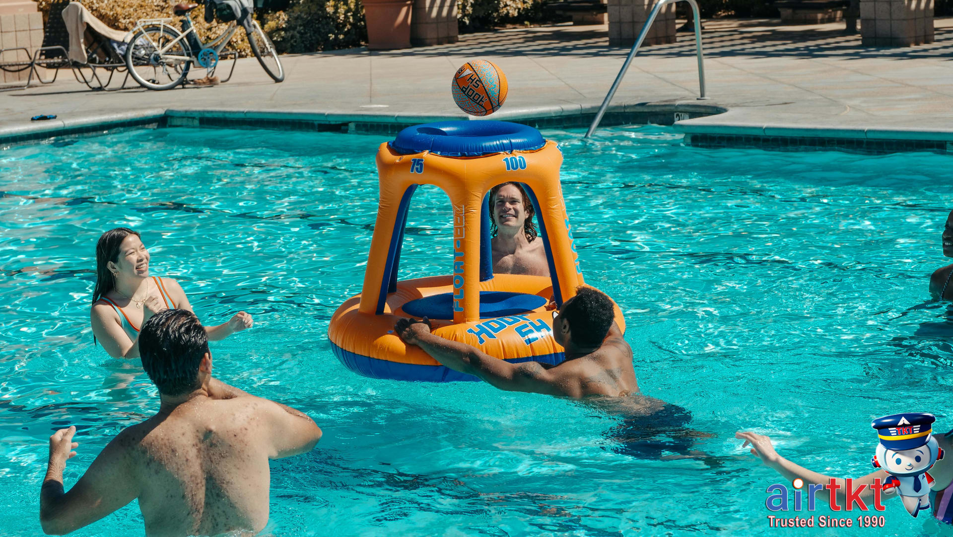 Resort guests enjoying poolside amenities