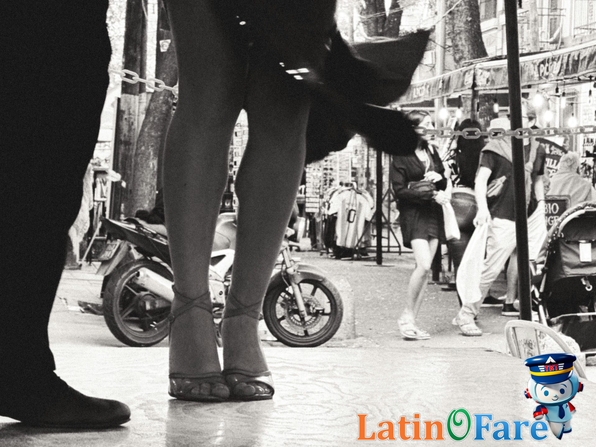 Colorful street of Buenos Aires with tango dancers
