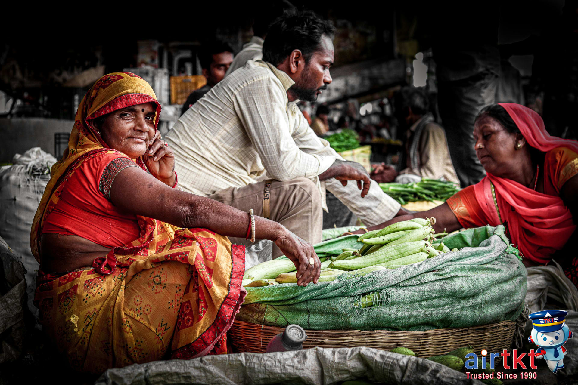Indian street market with local vendors and fresh produce