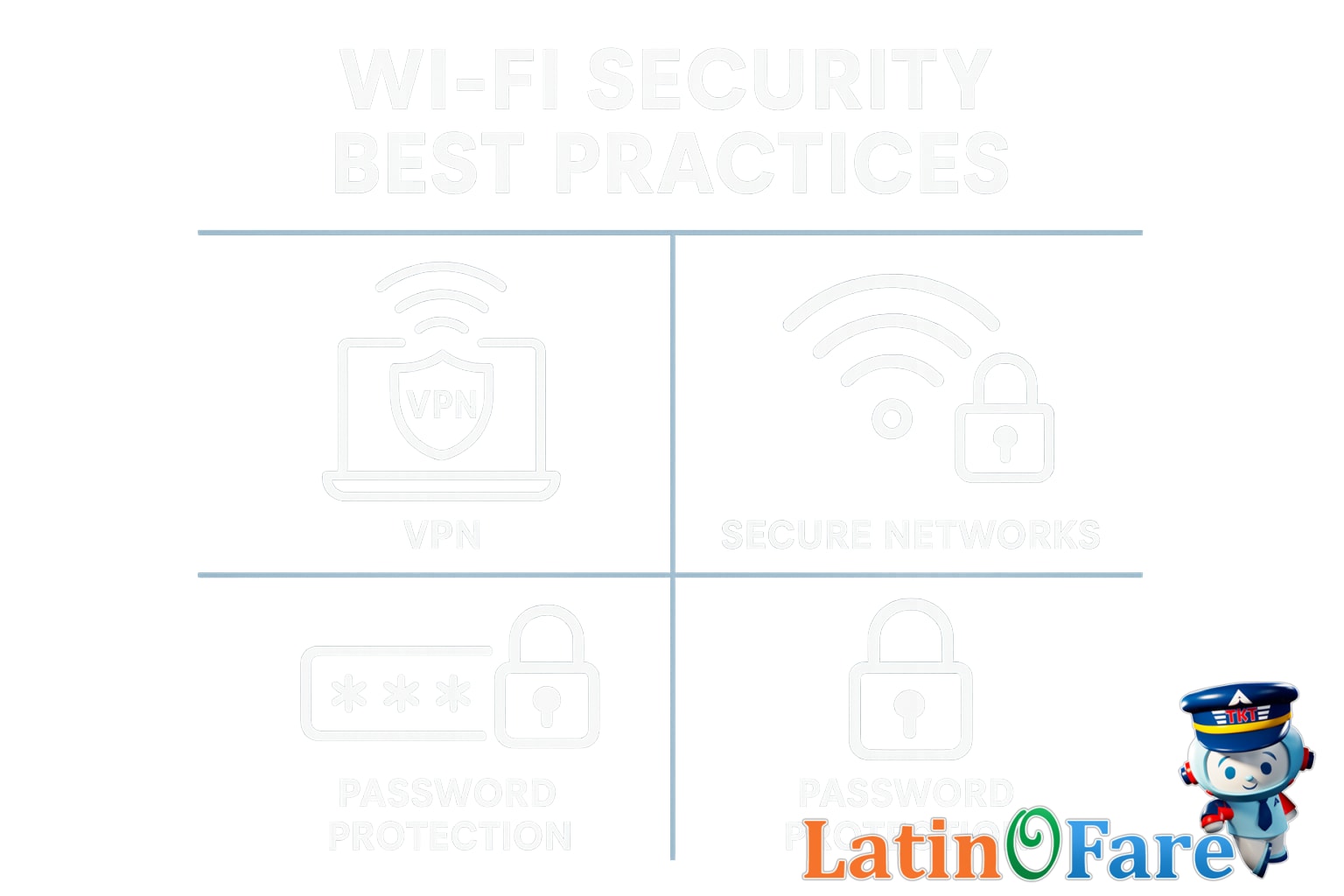 Traveler using laptop and smartphone on public WiFi