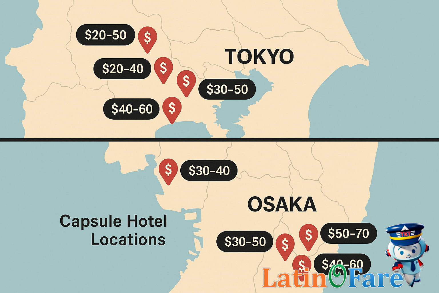 Capsule hotel neighborhood in Tokyo