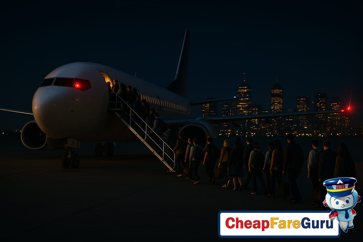 Red-eye flight window view