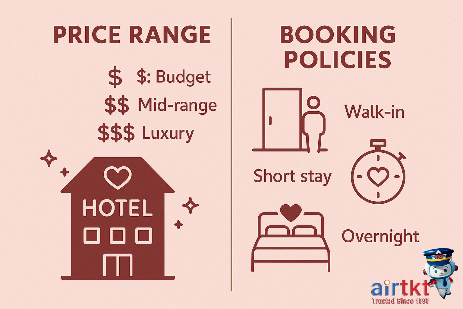 Love hotel room interior with themed decor and lighting