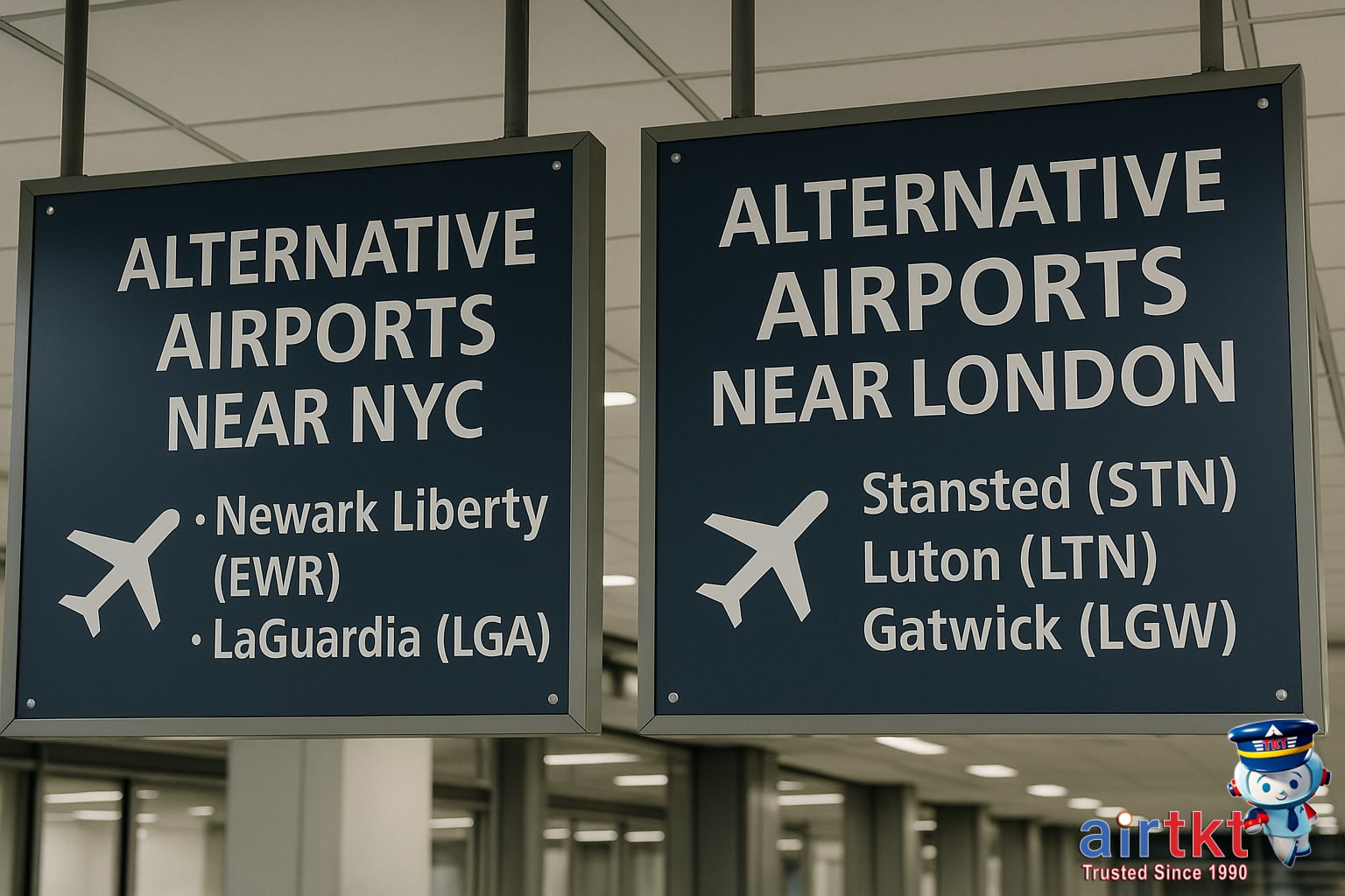 Airport terminals at sunset