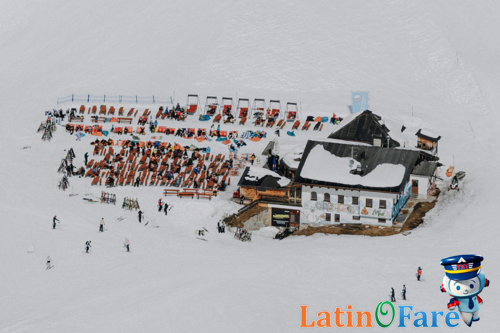 Snowy mountain resort slopes