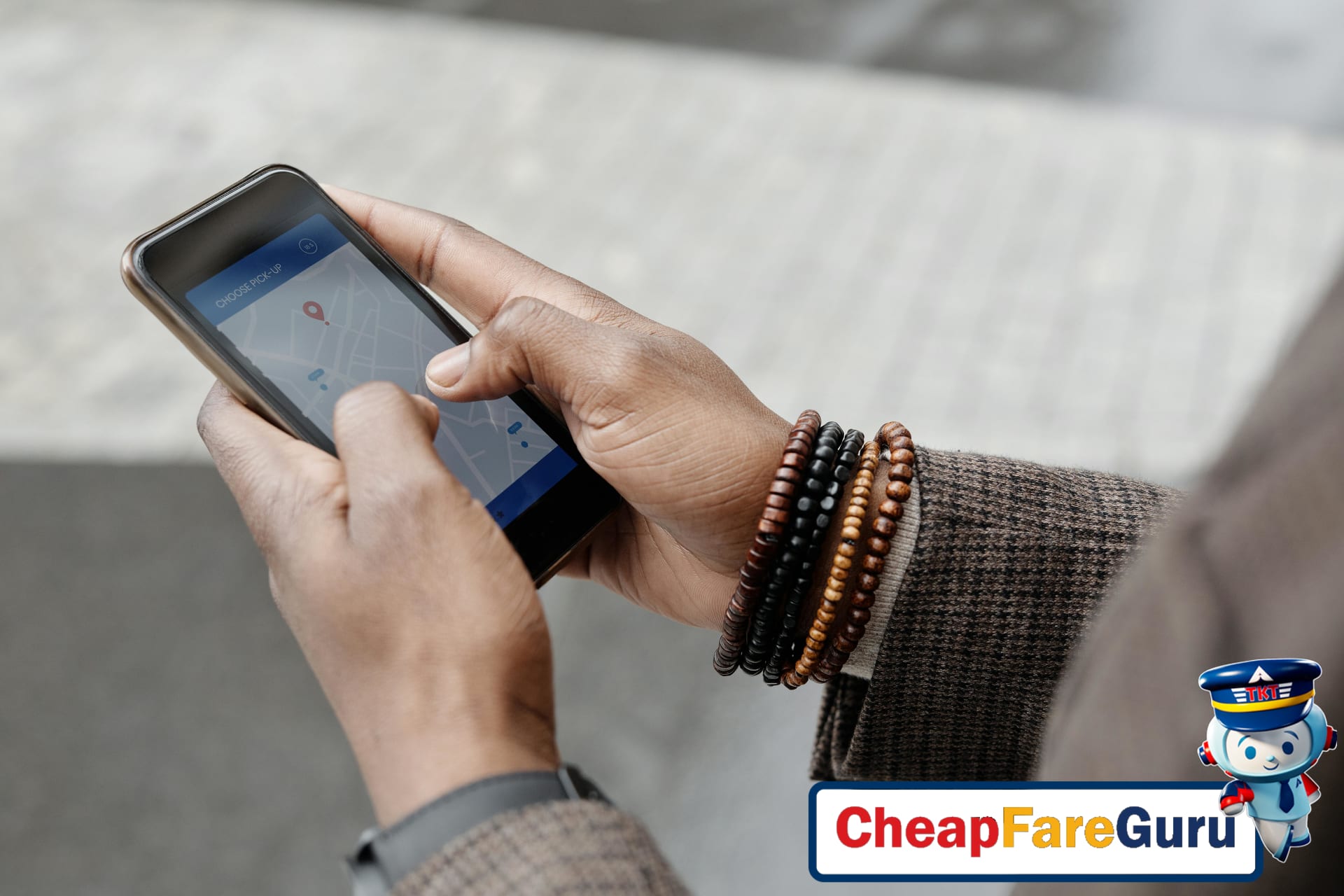 Traveler using smartphone app for price monitoring