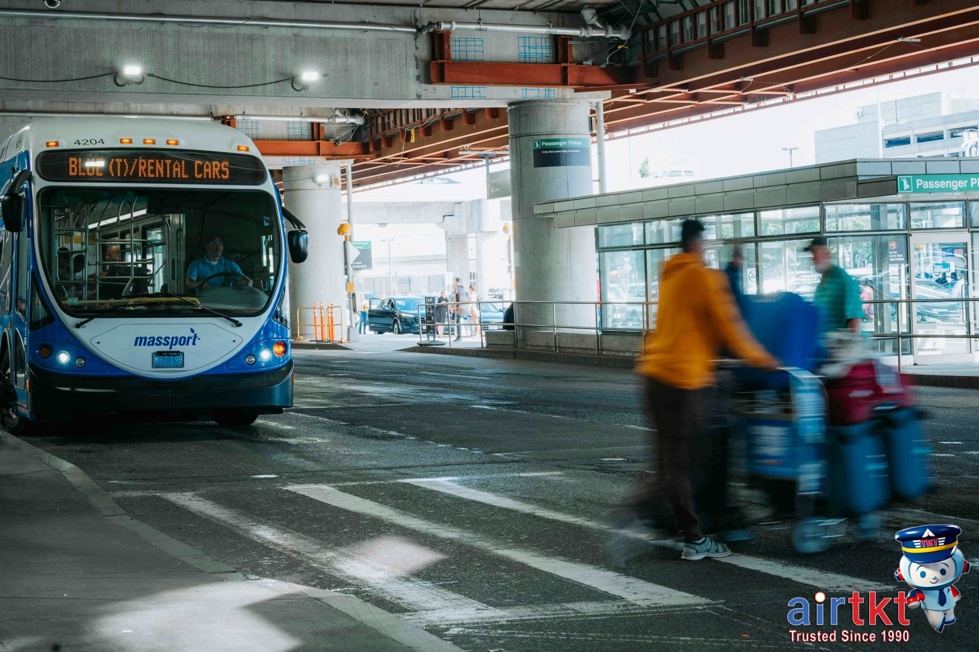 Traveler waiting for car rental shuttle