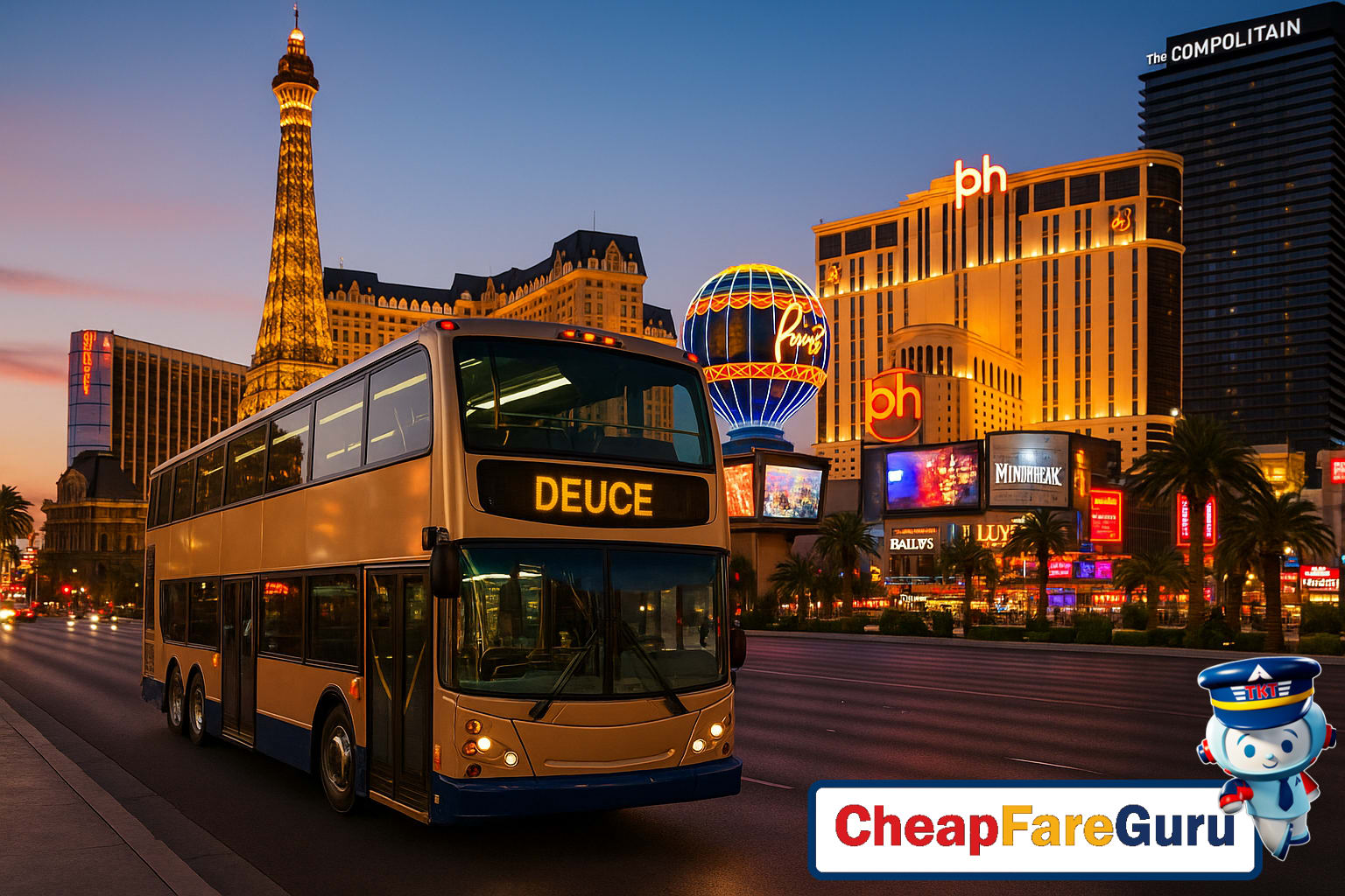 The Deuce double-decker bus on Las Vegas Strip
