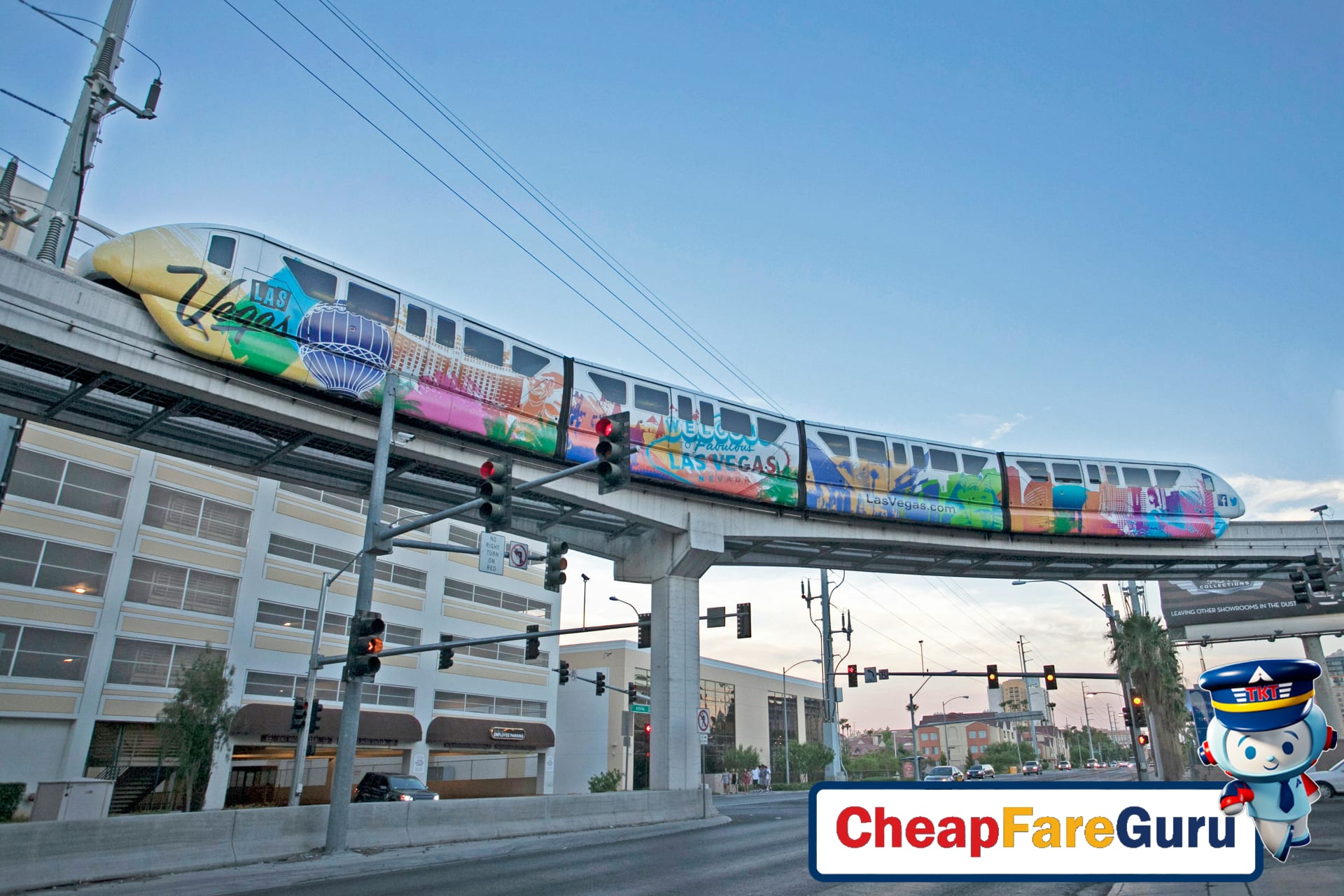 Las Vegas Monorail traveling above the Strip