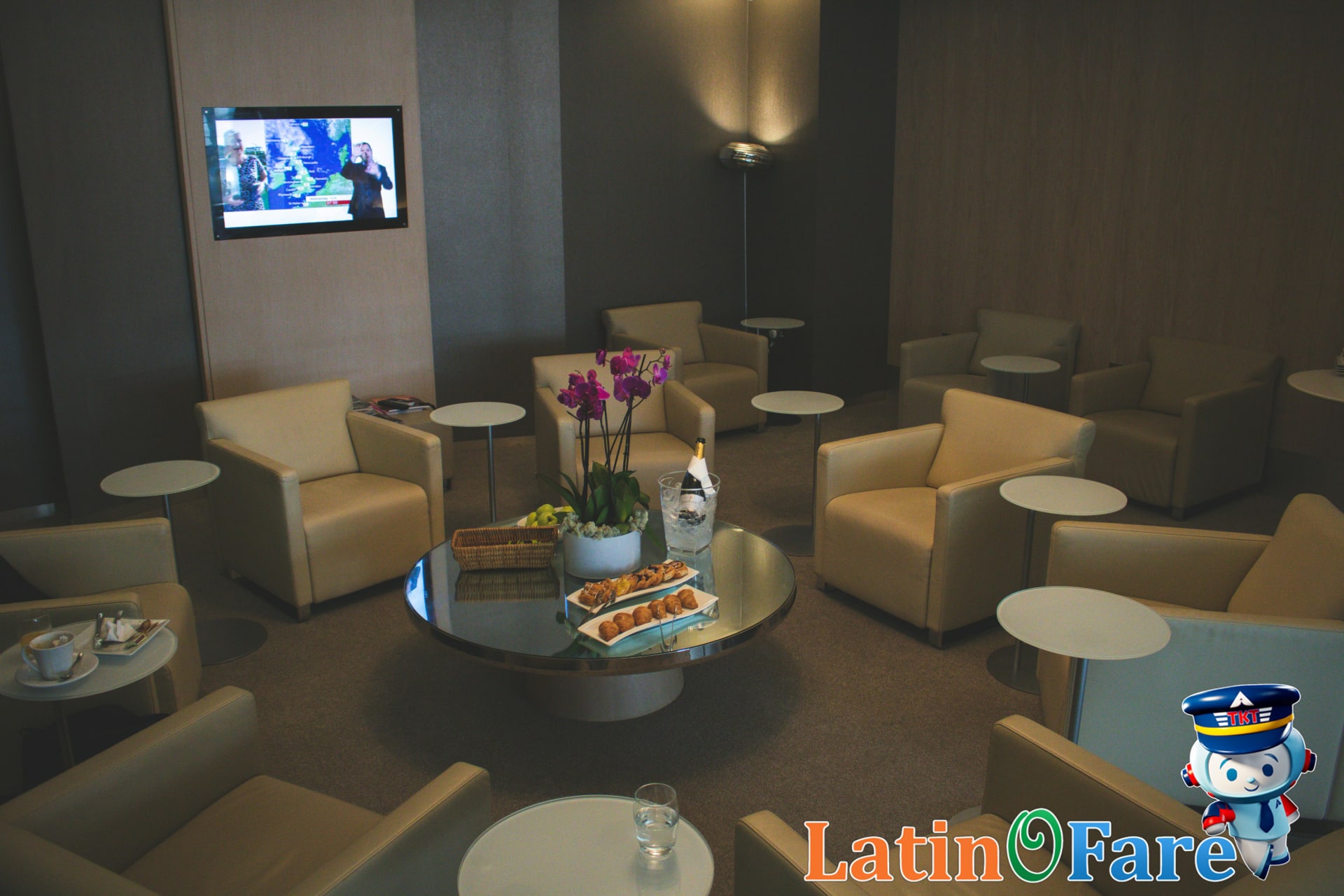 Business traveler relaxing in an airport lounge
