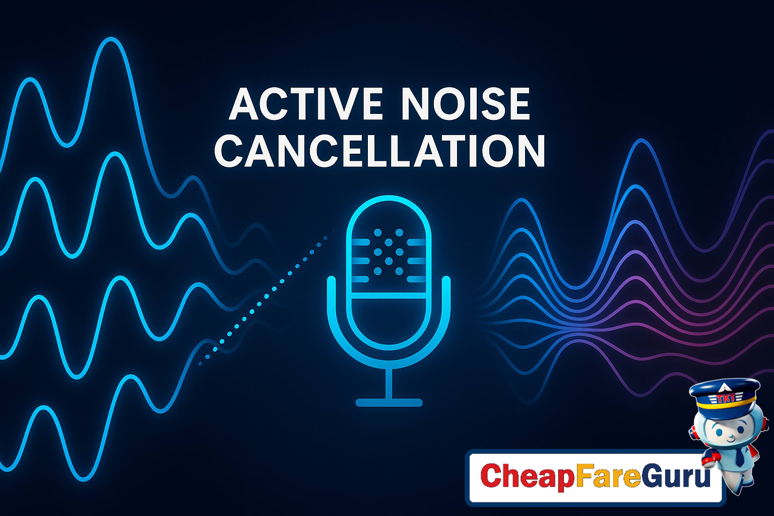 Illustration of noise-canceling headphones technology