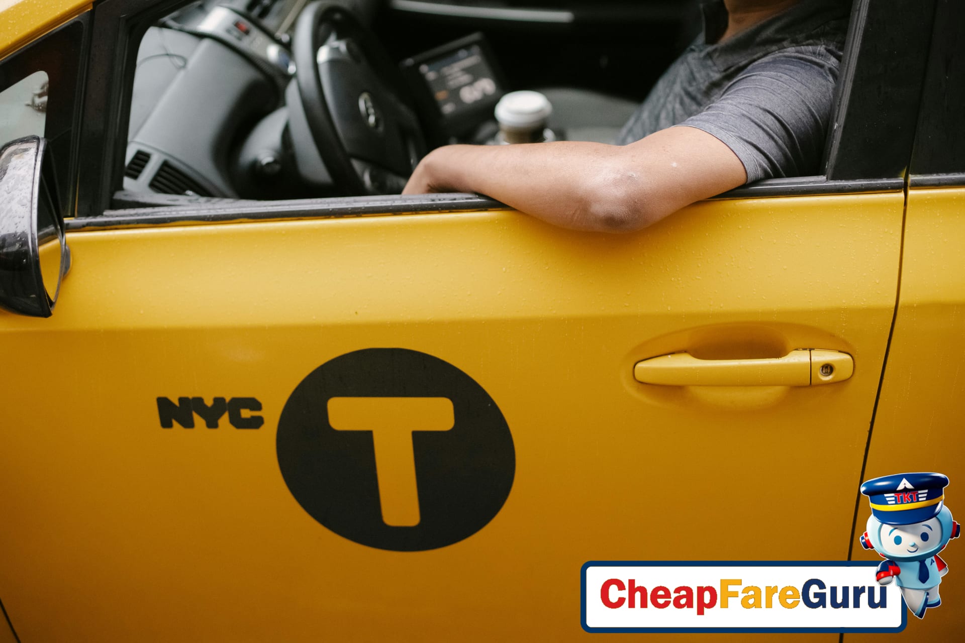 Taxi and rideshare cars at airport pickup zone