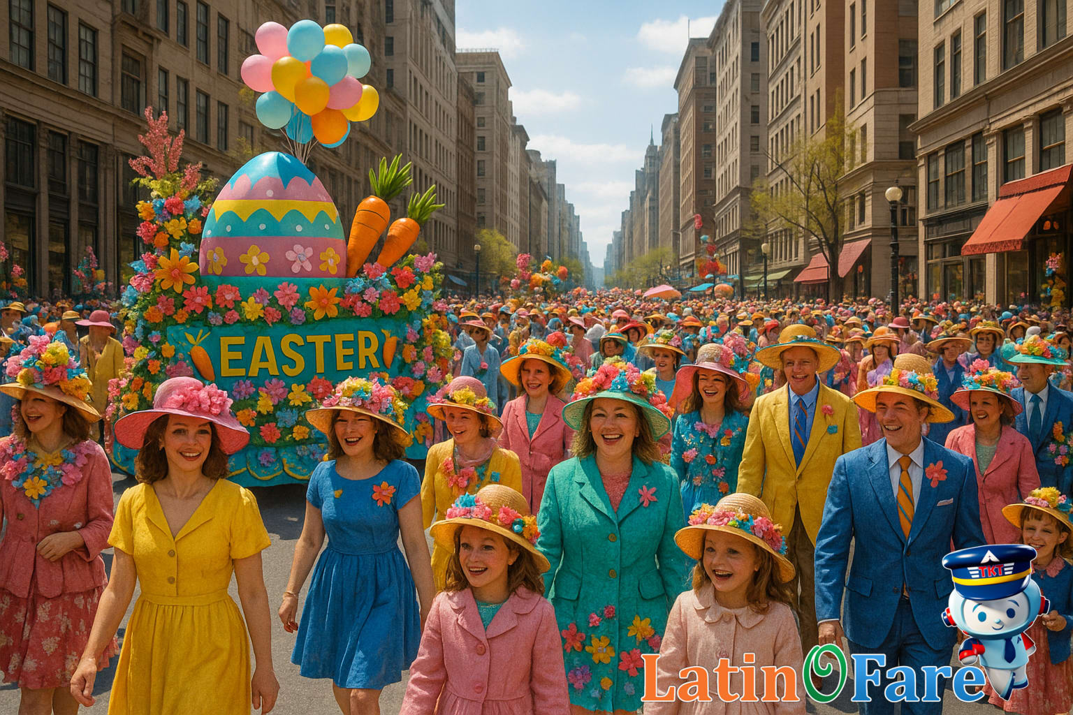 People in colorful hats at New York Easter Parade