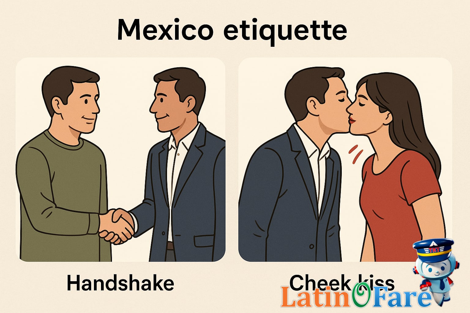 Mexican greeting with handshake and smiles