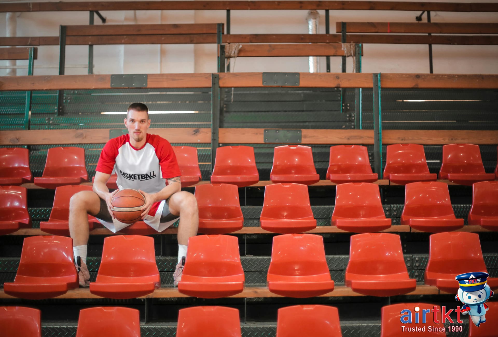 Crowded airport terminal during March Madness travel season