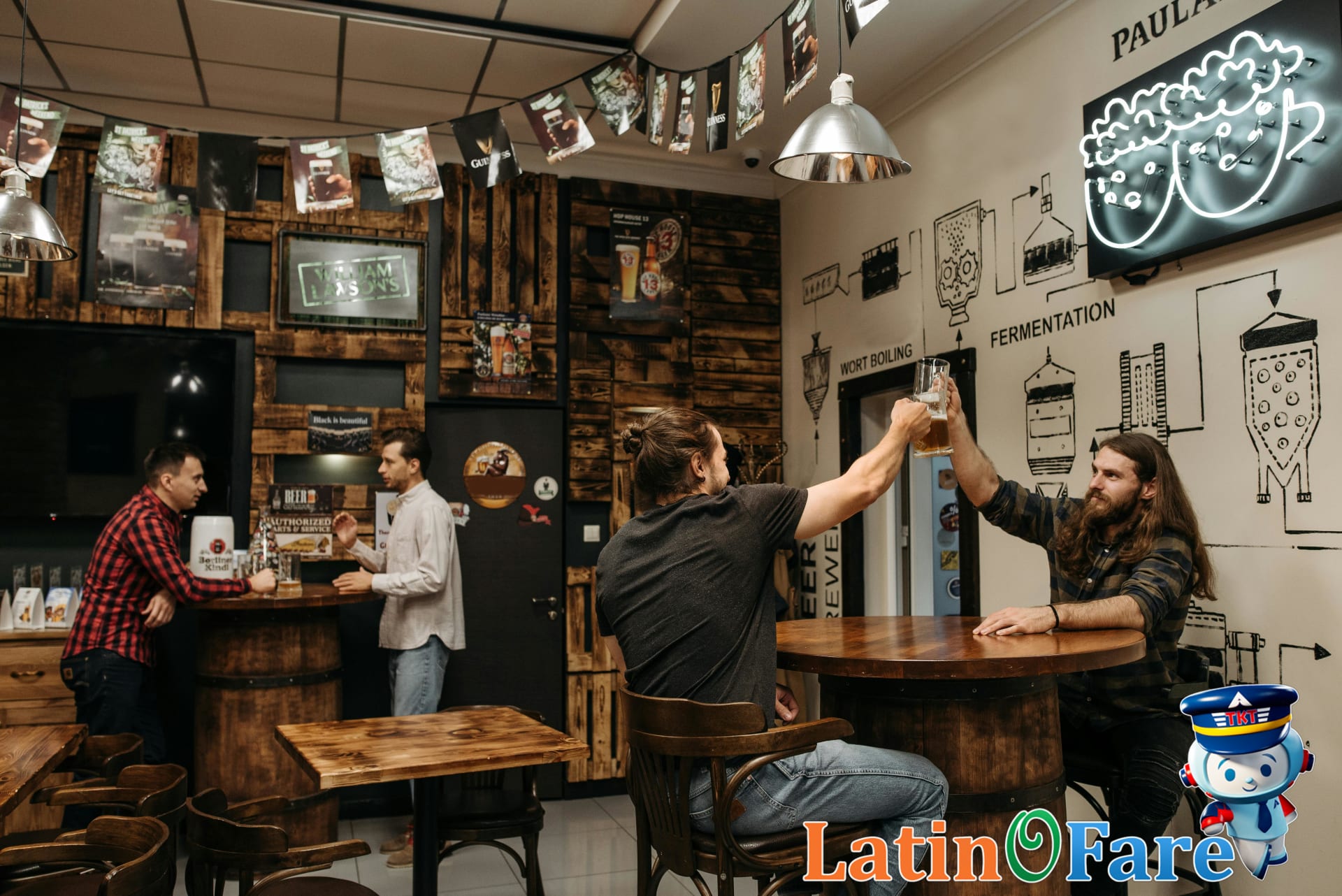 Denver craft brewery interior with patrons tasting beers