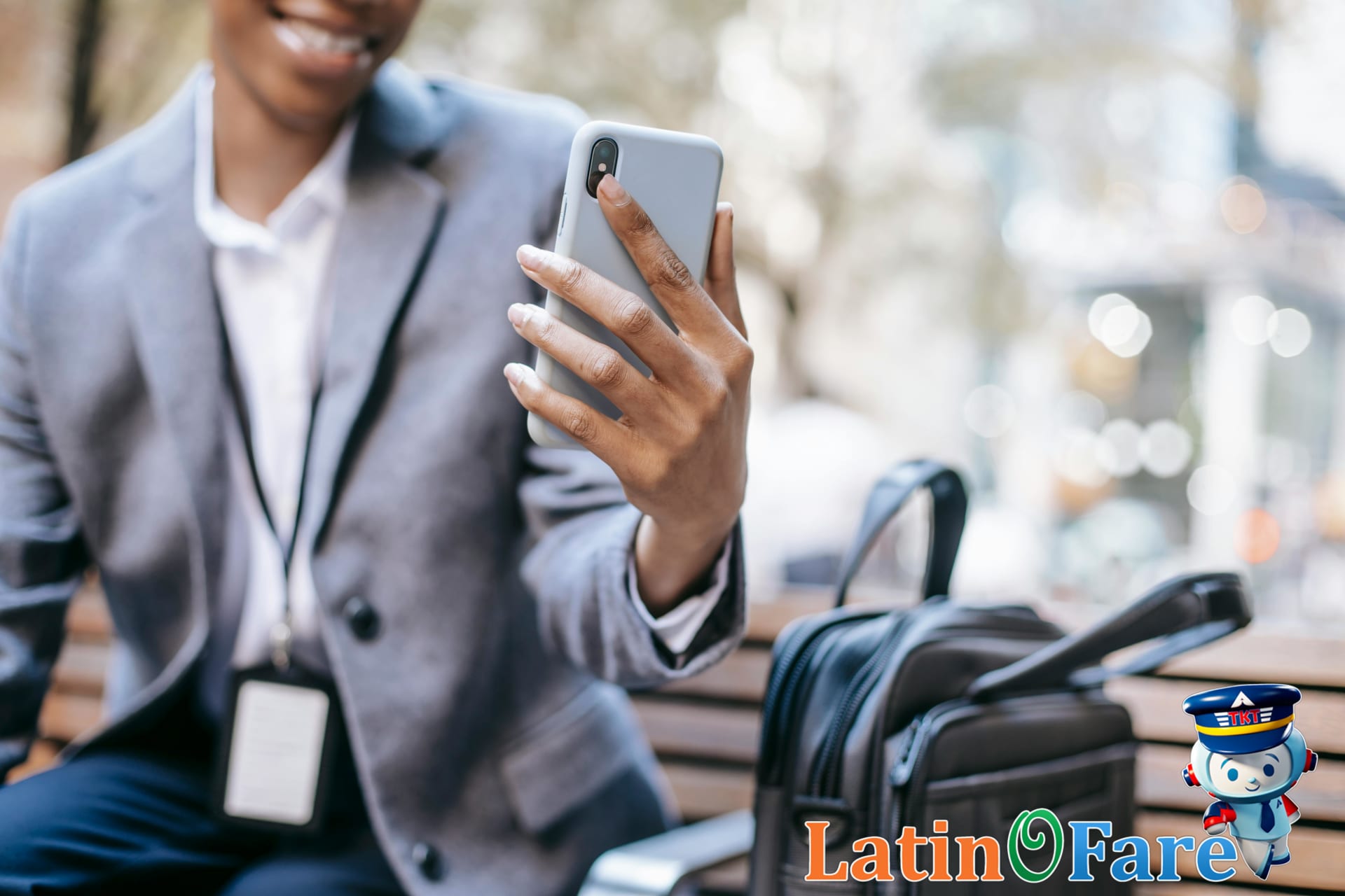 Using phone abroad for video call with family on trip from scenic location