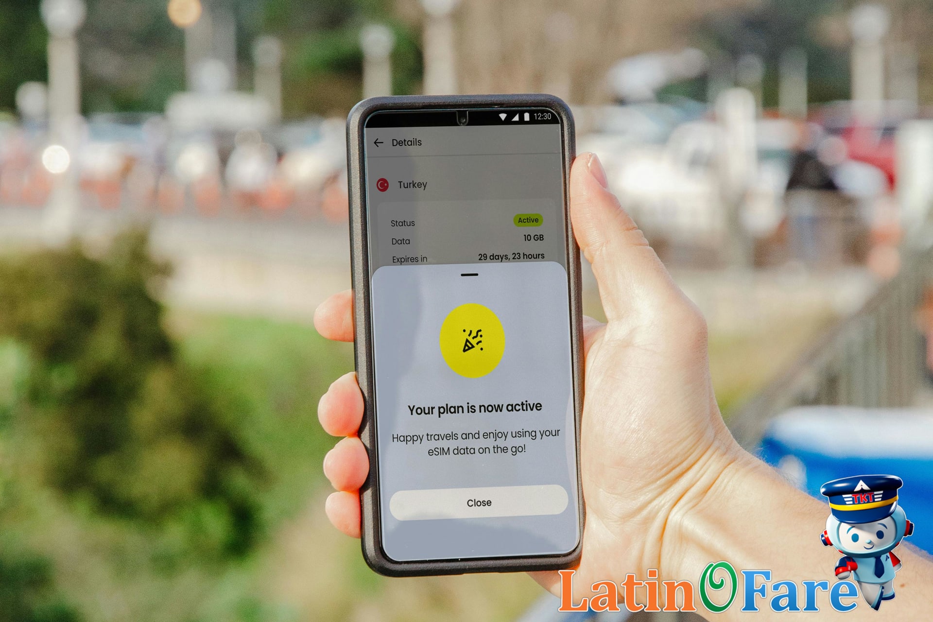 Phone screen displaying international roaming settings abroad for travelers
