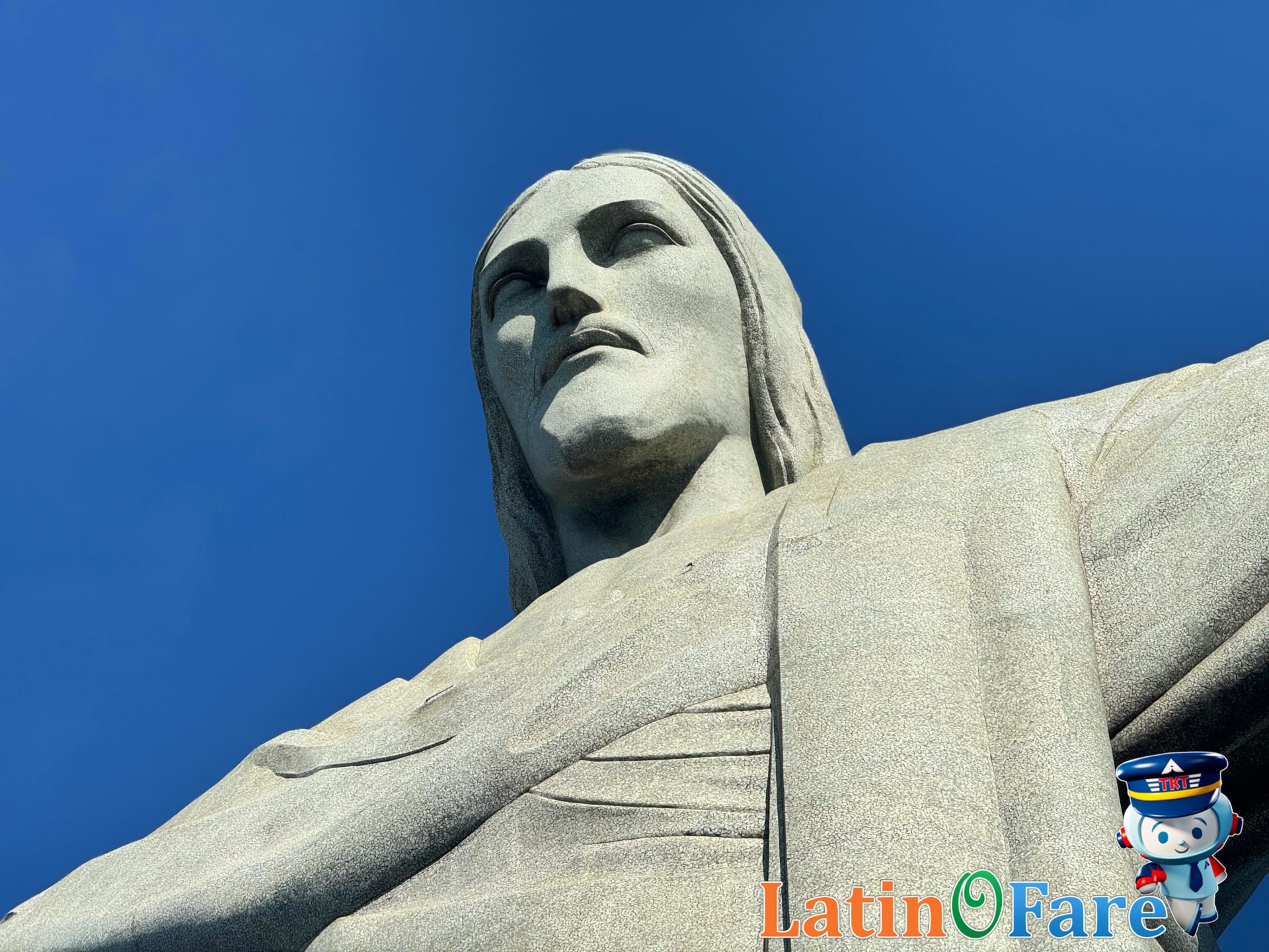Detailed close-up of Christ the Redeemer statue for Rio de Janeiro travel highlights