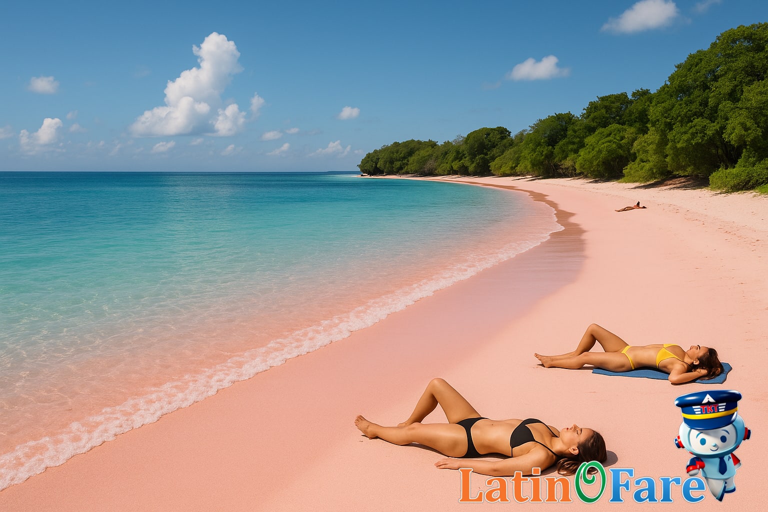 Sunbathers relaxing on the pink sand of Great Santa Cruz, showing affordable Philippines beach travel.