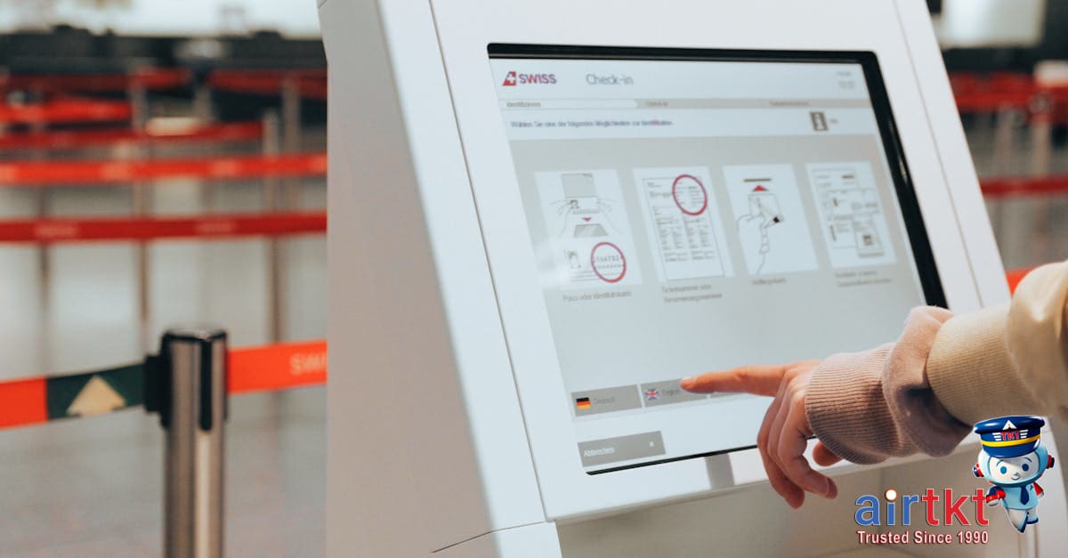 Using credit card at airport kiosk for flight ticket purchase