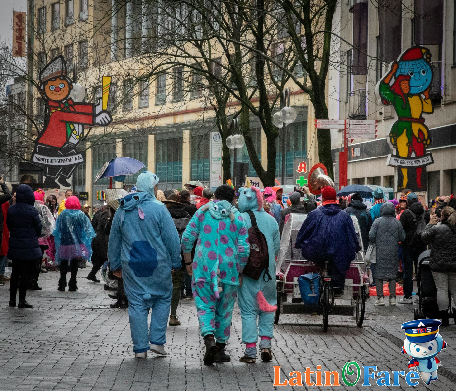 Family enjoying Mardi Gras parade on St. Charles Avenue in daylight with floats passing by