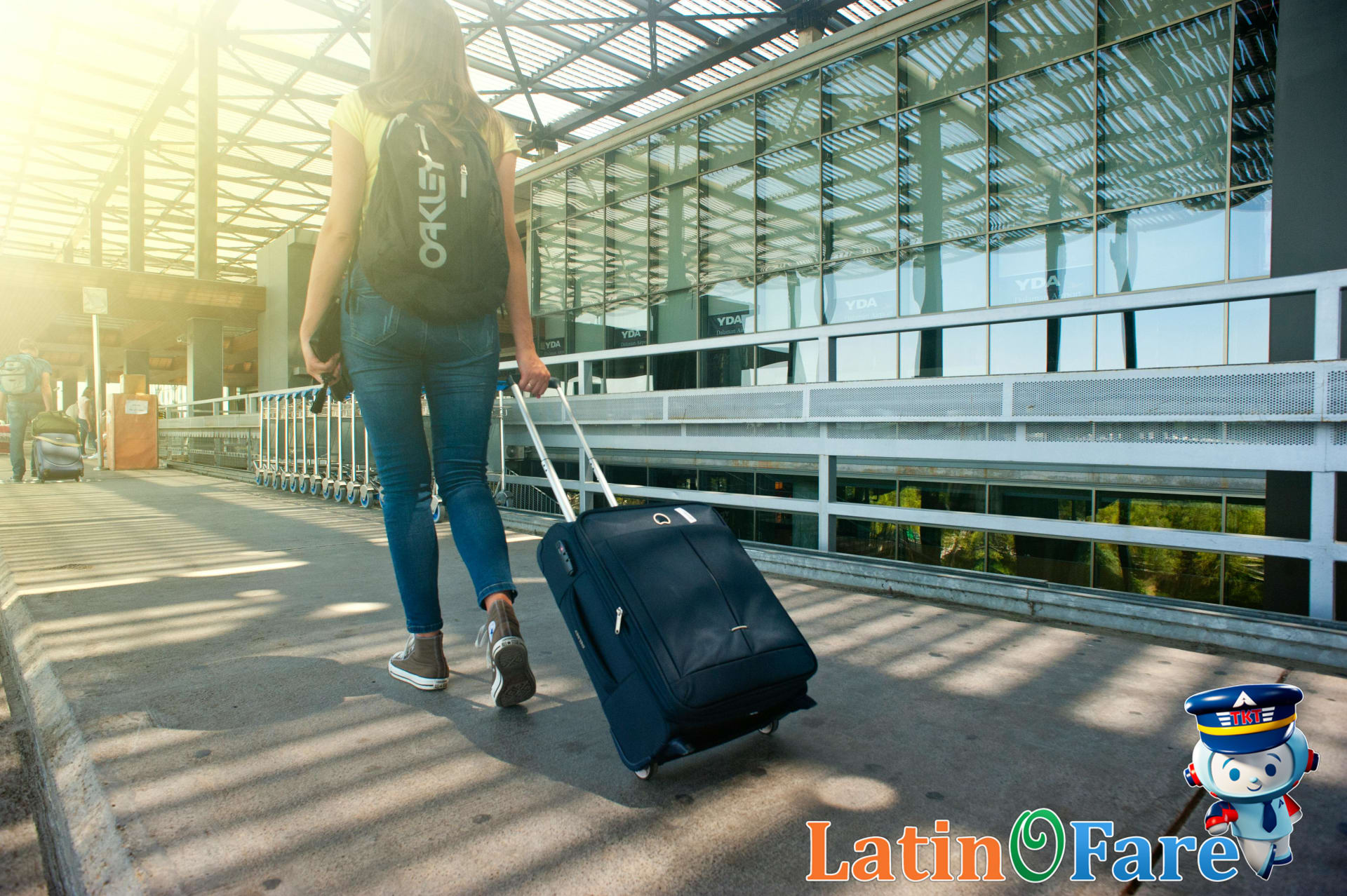 Happy traveler after TSA screening at U.S. airport following security tips