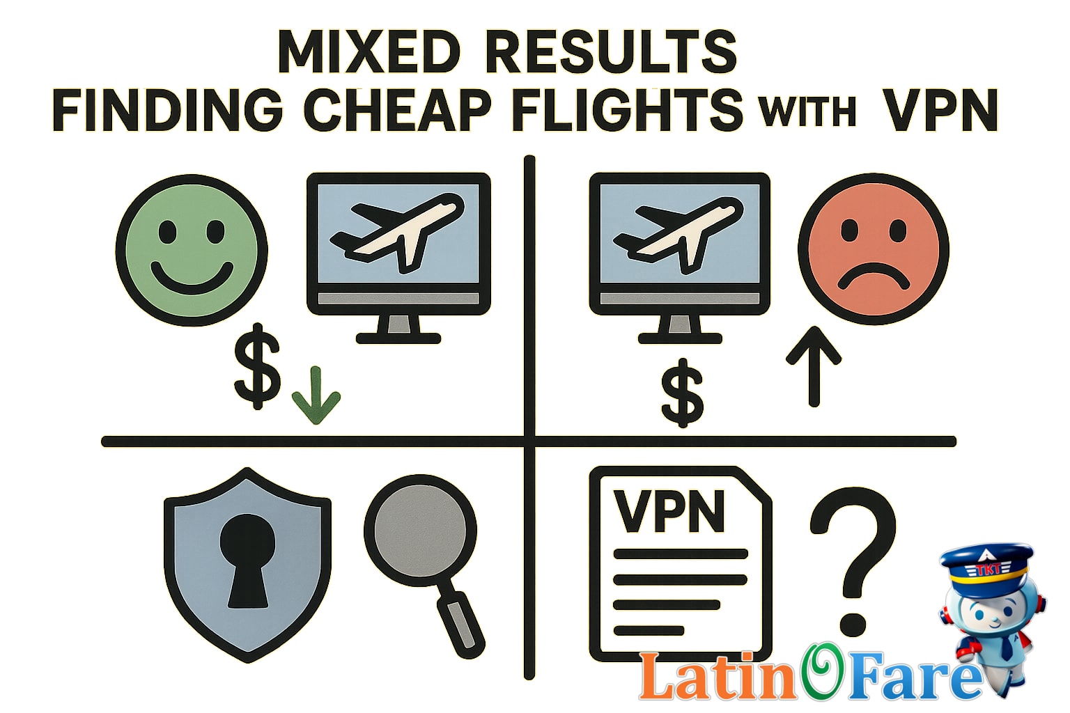 Results of searching cheap flights with VPN location changes and the outcomes