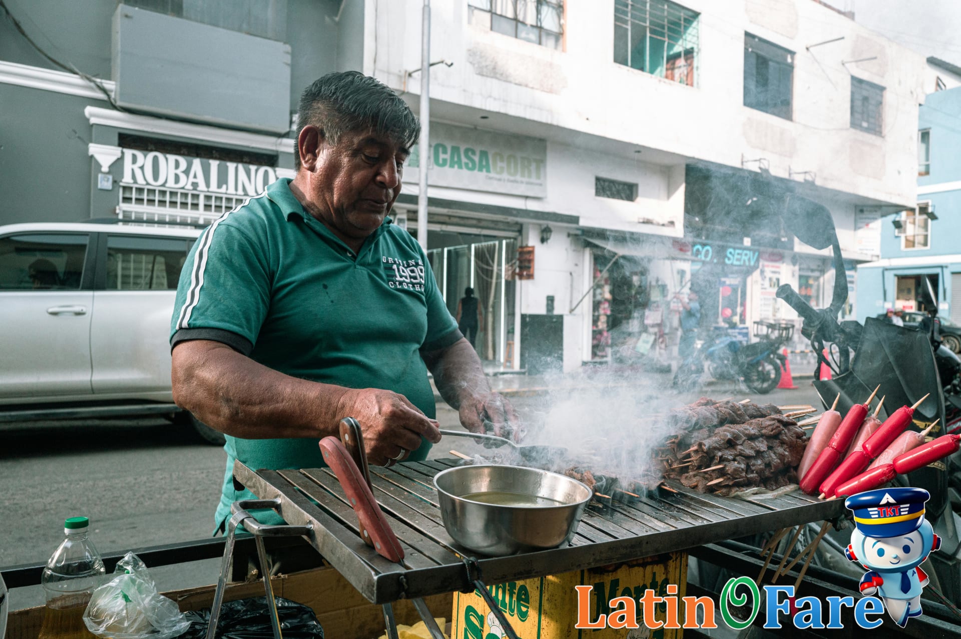 Backpackers tasting street food from South American vendor on Gringo Trail journey and planning their next route