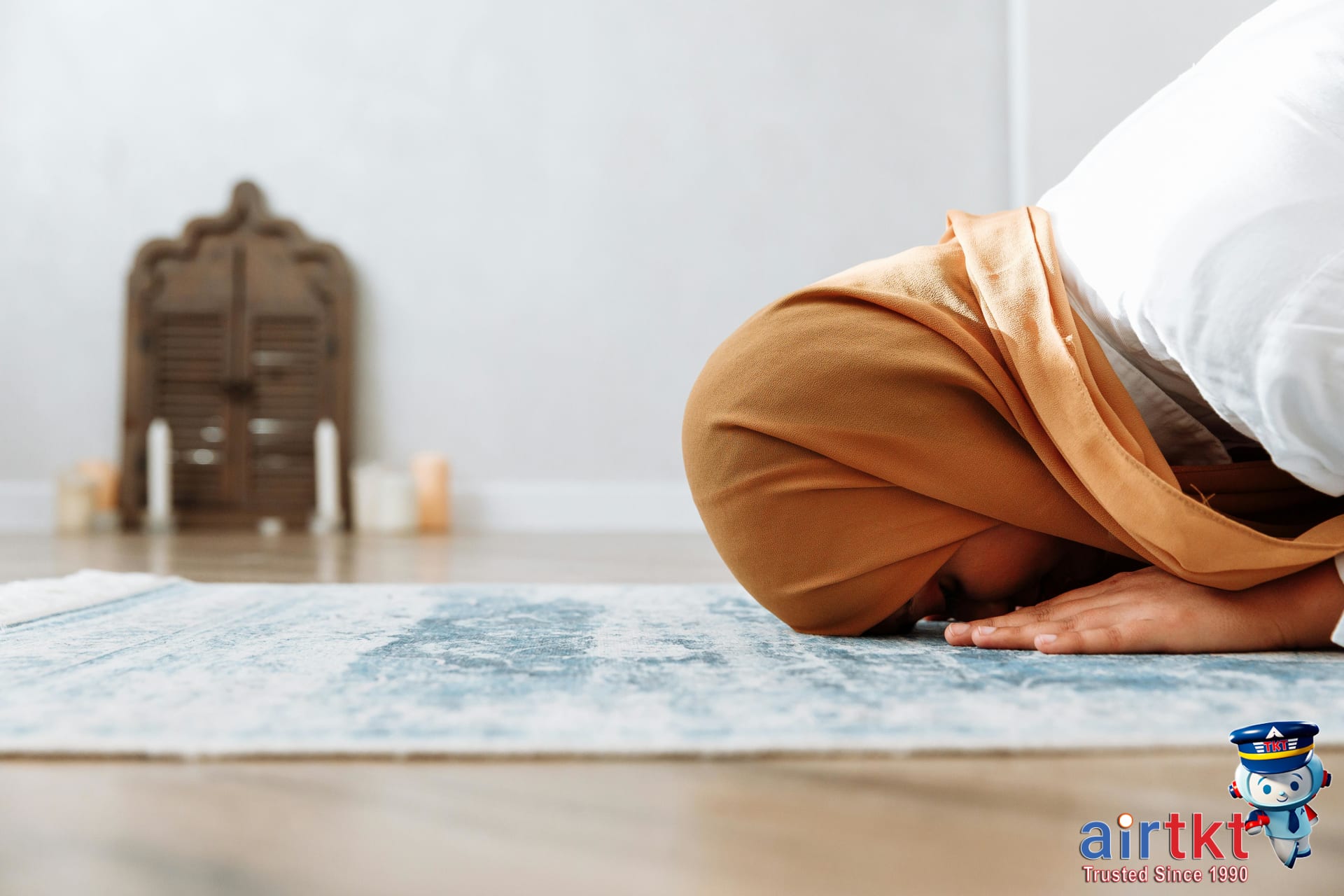 Muslim-friendly hotel lobby with prayer room and halal dining options available