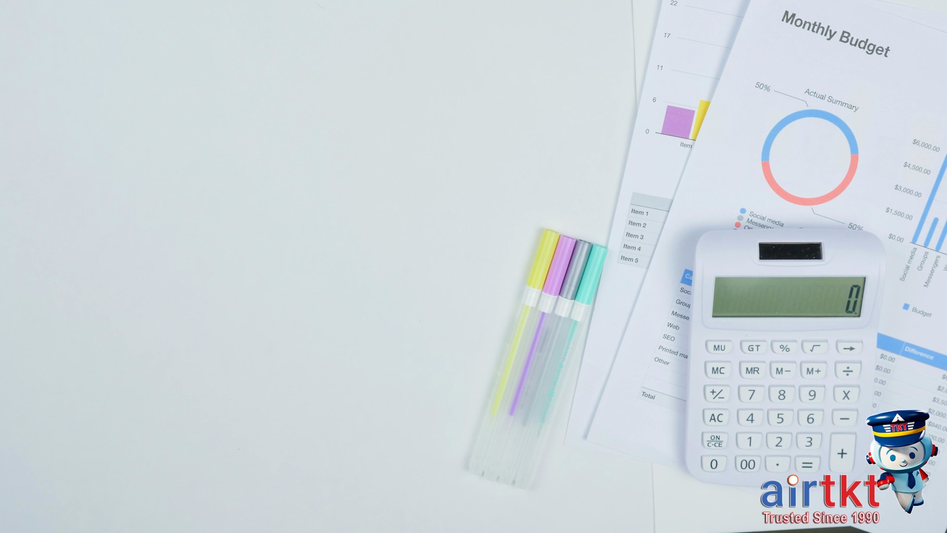 Budget planning table for a college spring break trip with clear categories and fixed prices