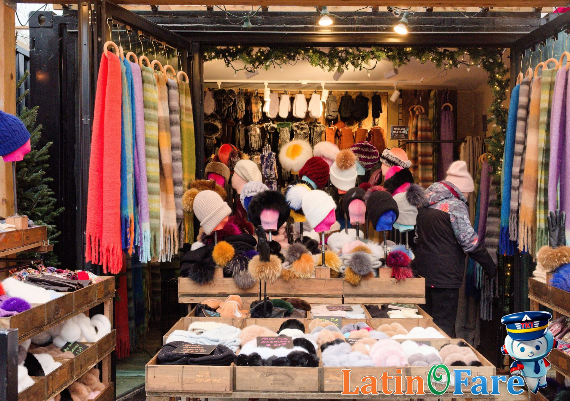 Winter accessories—gloves, hats, scarves—prepped for travel packing.