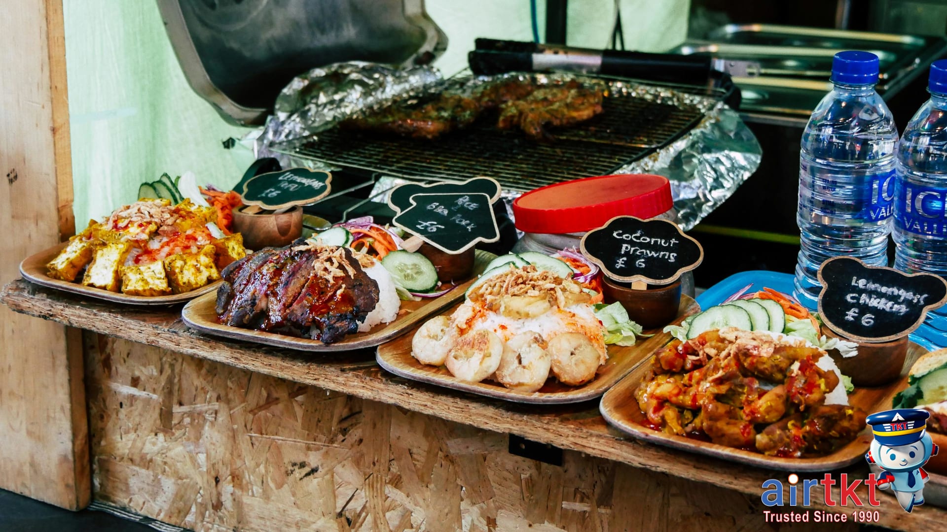 Smart cost-cutting during travel budget planning with street food vendors and city map