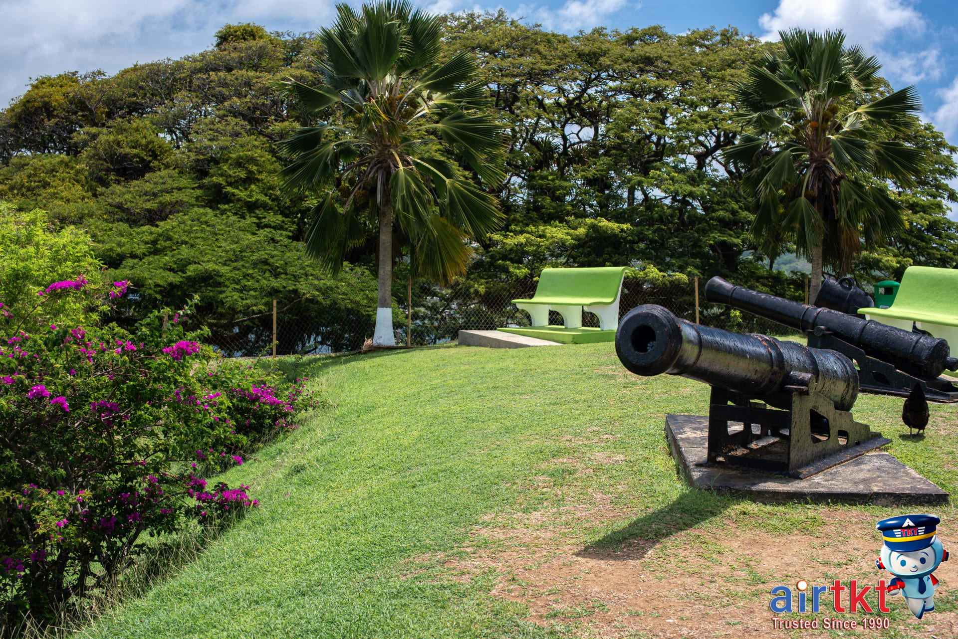 Sunset view with WWII cannons on Corregidor Island Philippines