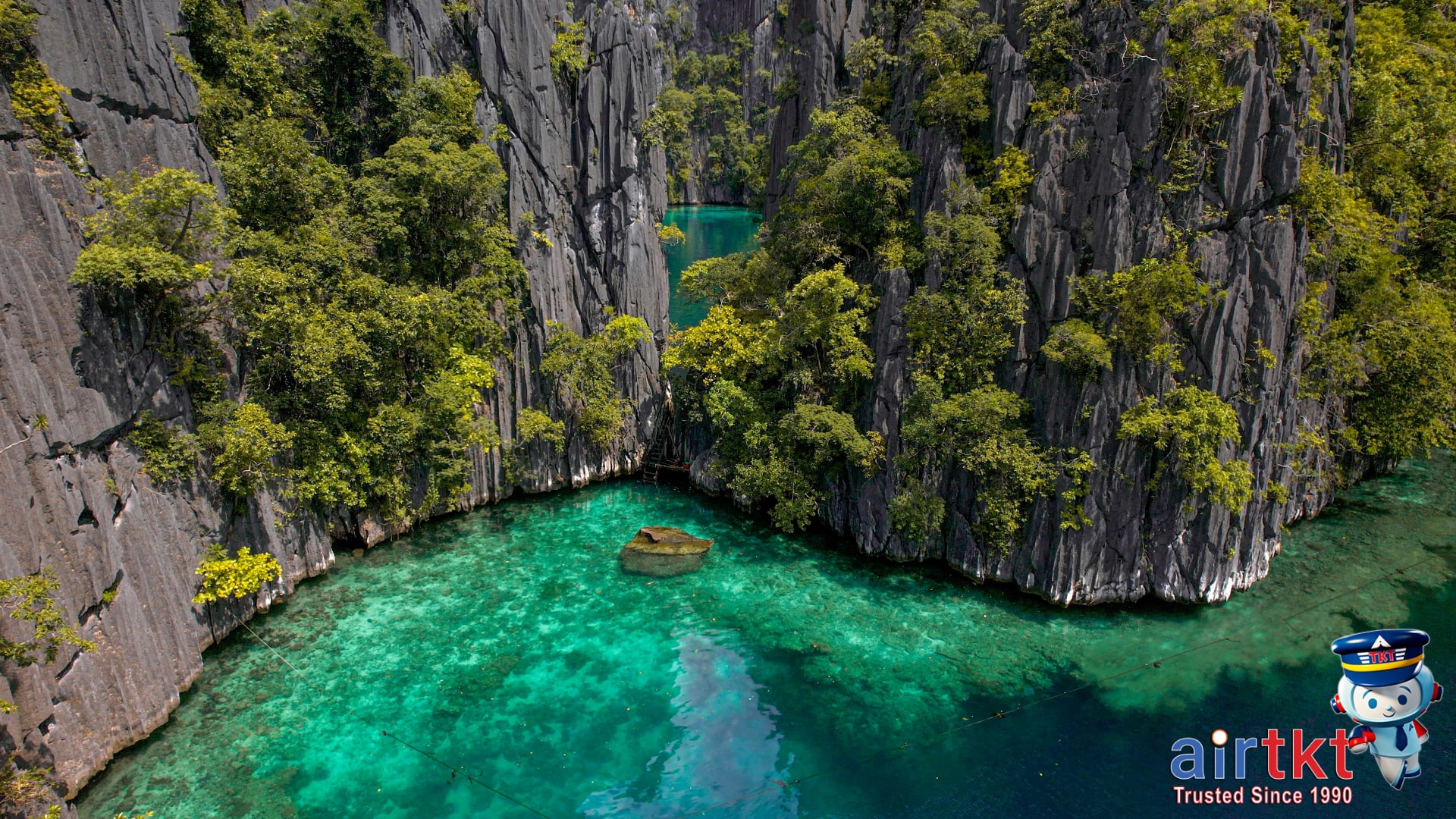 Breathtaking view of turquoise waters and limestone cliffs in Palawan