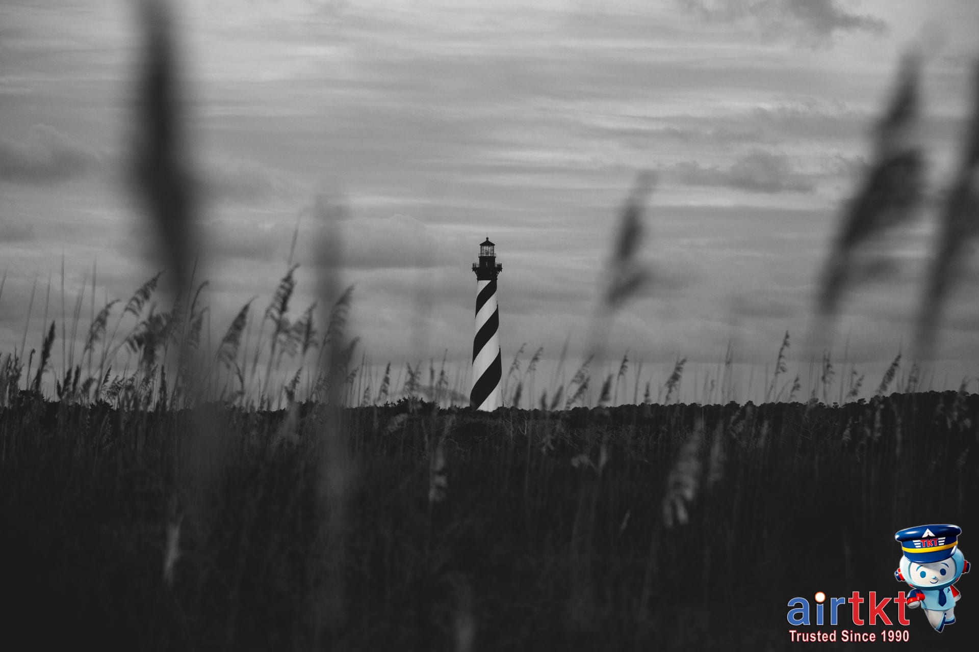 Tall Cape Hatteras Lighthouse standing prominently amidst dunes on Outer Banks, showing iconic lighthouses