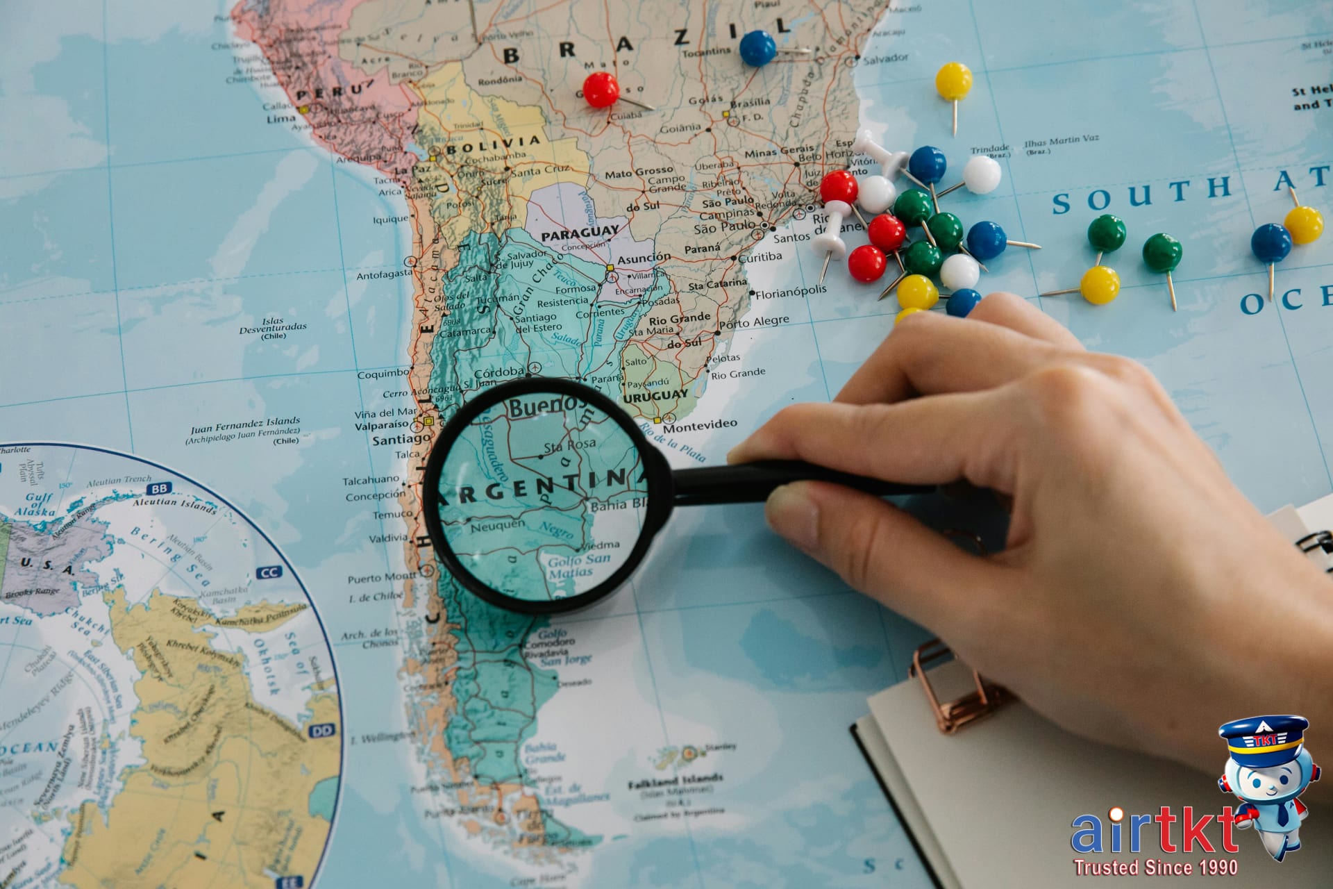 Map showing major flight routes from US to Latin America