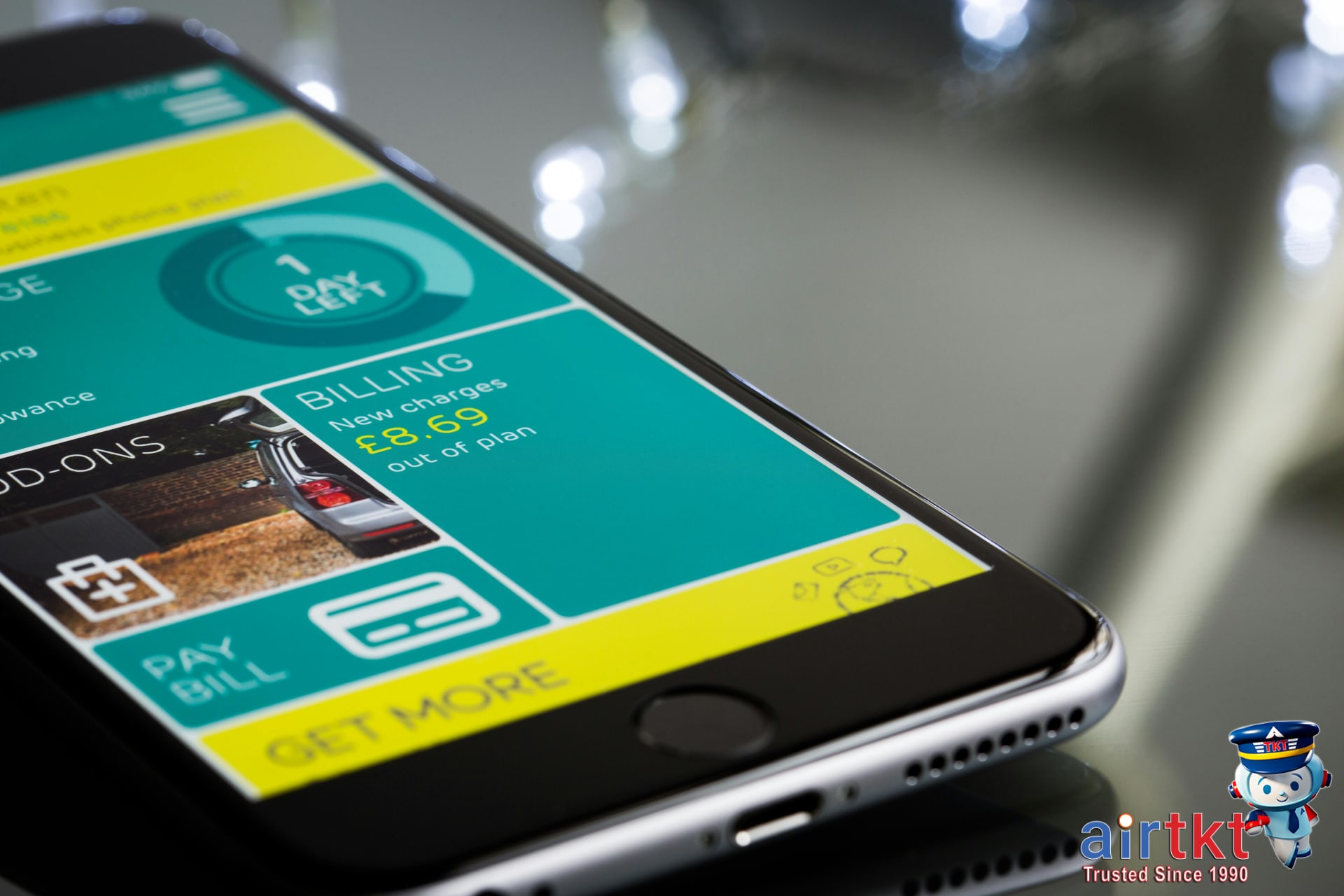 Phone bill with international roaming charges highlighted on smartphone screen