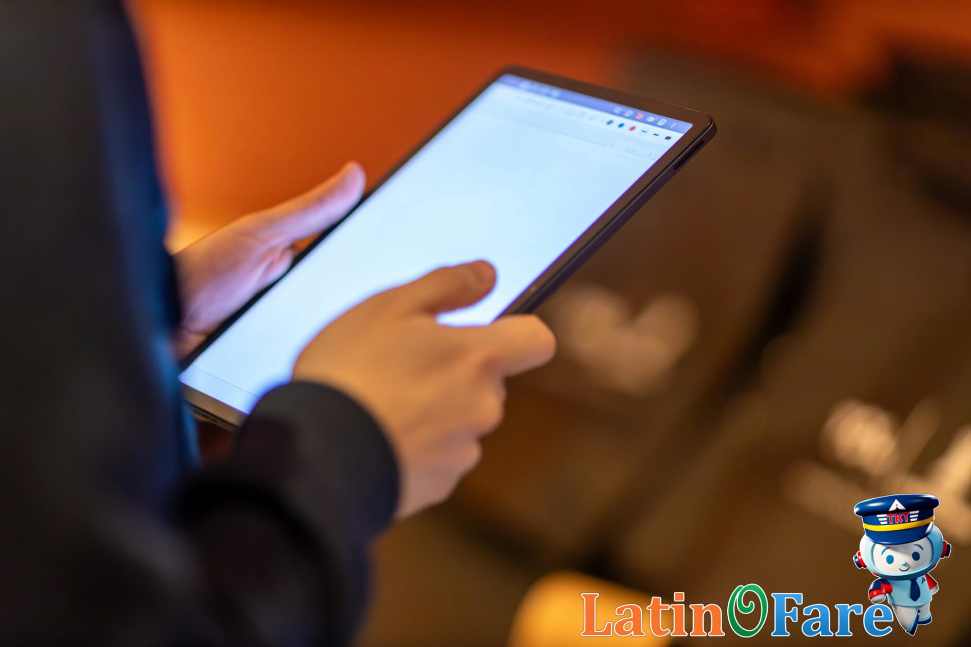 Using VPN for secure Wi-Fi in overseas hotel room on a tablet before travel