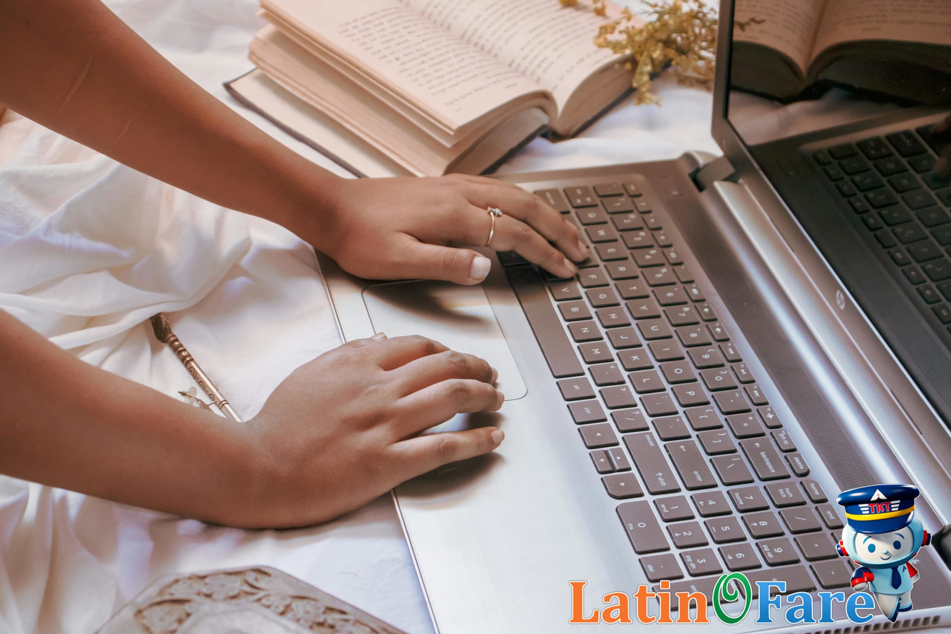 Traveler typing multi-city flight itinerary on airline booking tool