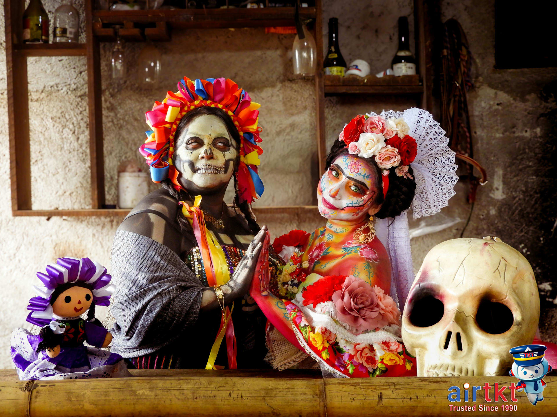 Artisans crafting Catrina costumes for Day of the Dead festivities