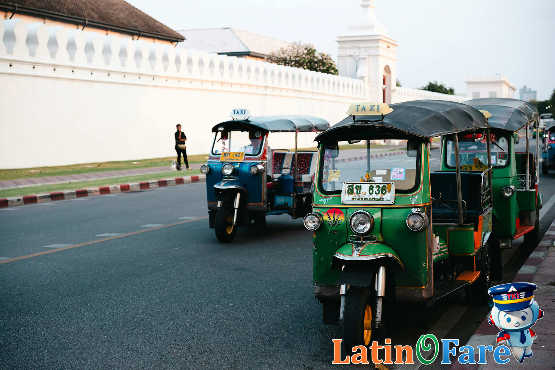 Chiang Mai tuk-tuk beside famous temple for local city transportation used by travelers