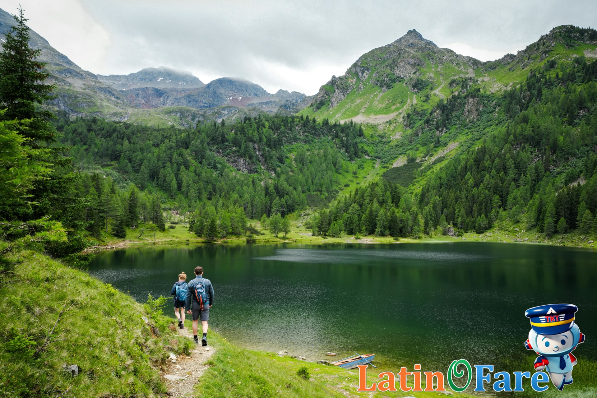 Eco-tourists hiking in a green Earth Day destination for sustainable travel.