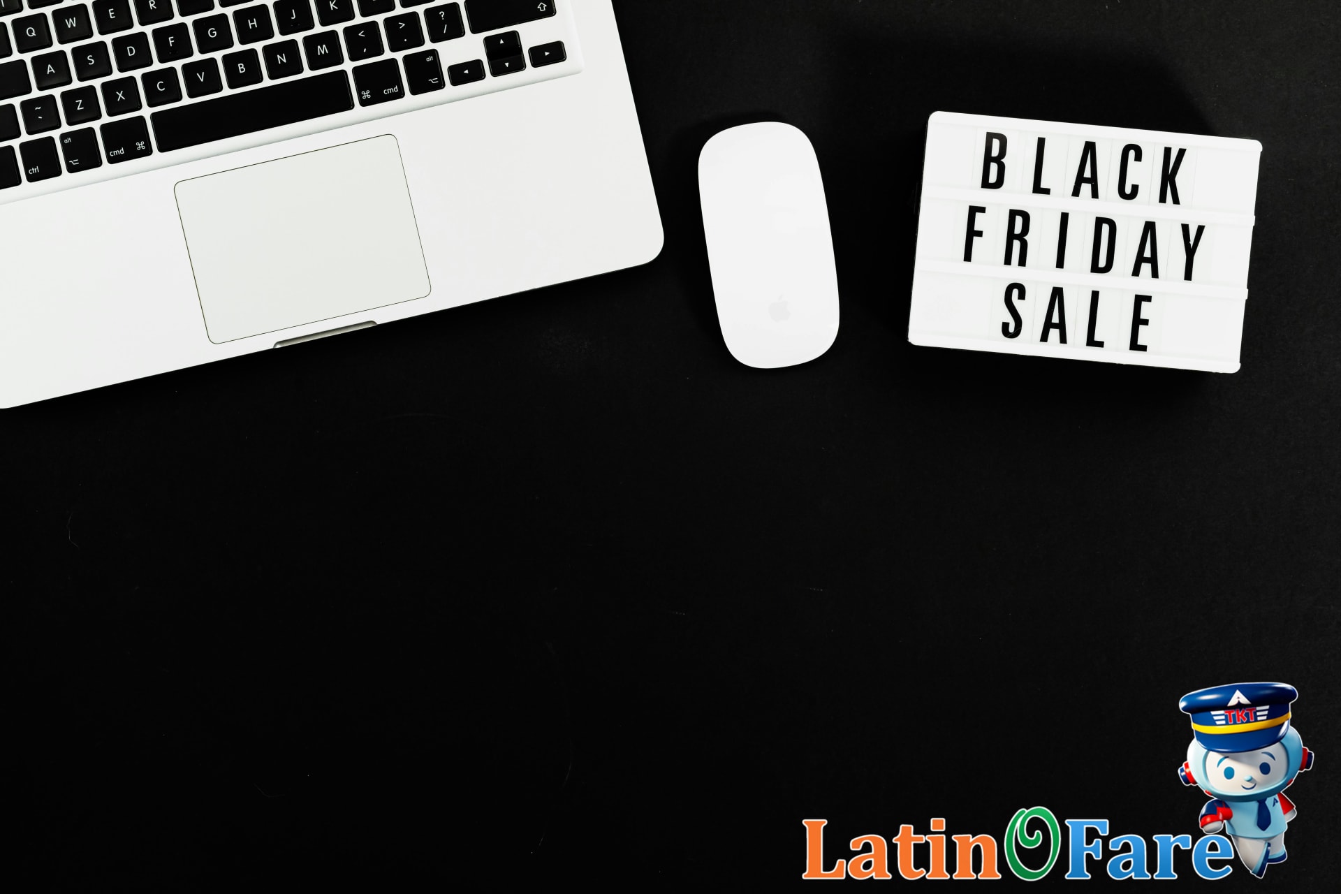 Person browsing Black Friday travel deals online via LatinoFare website for best holiday sales.