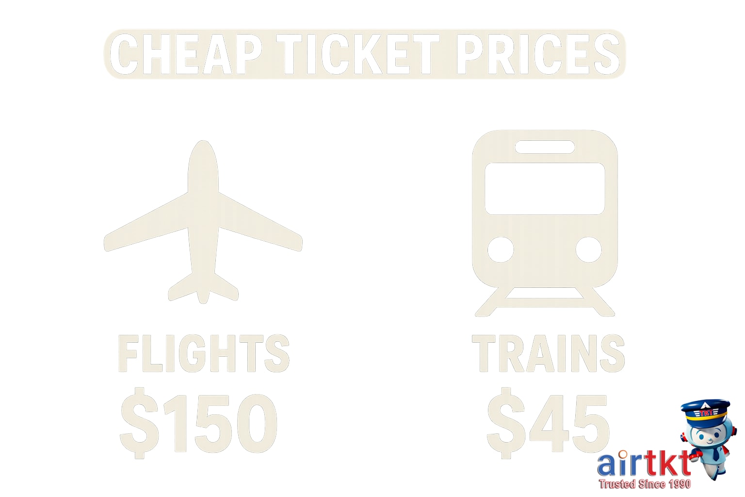 AI graphic showing cheap ticket price comparisons flights and trains